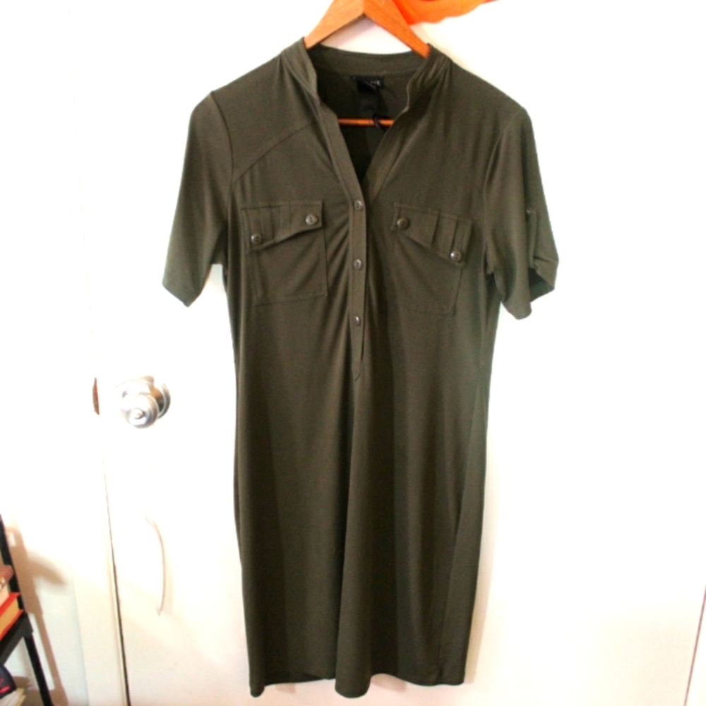 Army Green Button Up Dress